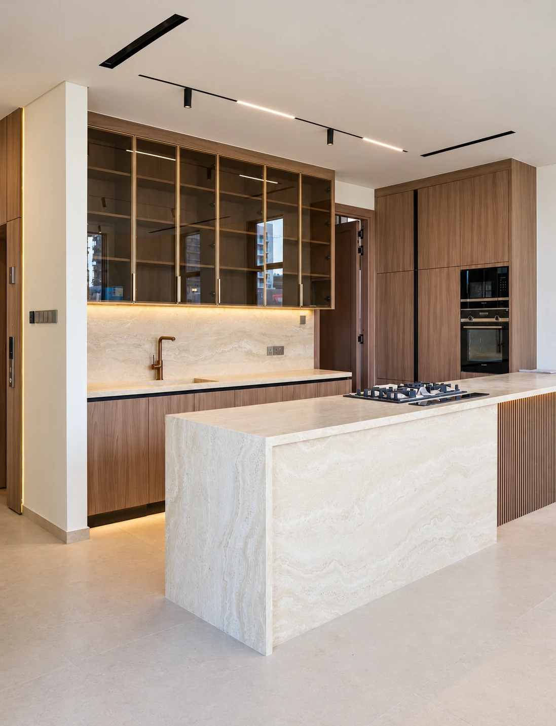 Ivory Collection kitchen with stone island and wood cabinetry